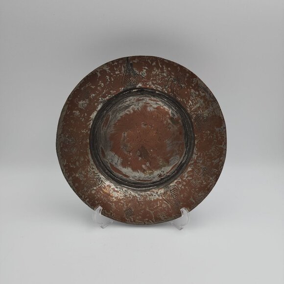Handcrafted Vintage Copper Decorative Plate With Intricate Engraved Patterns - Picture 12 of 12